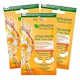 3x Garnier SkinActive Maschera Contorno Occhi Anti-Fatica con Succo d'Arancia e Acido Ialuronico per Occhi Spenti e Stanchi Effetto Ghiaccio - 3 Confezioni da 1 Applicazione