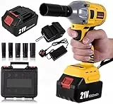 Avvitatore ad Impulsi 21V Brushless 460Nm con batteria da 6000mAh, Avvitatori a Massa Battente, 2 velocità variabili, set di caricatori per avvitatore a impulsi da 1/2pollice, 5 prese-17/19/22/22/24mm