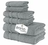Eono Amazon, 2 Asciugamani da bagno 2 asciugamani per le mani 2 salviette, morbidi e assorbenti, set di asciugamani premium da 6 pezzi in cotone egiziano per bagno, cucina e doccia - Grigio Viola
