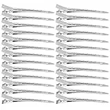 Jinlaili Anatra Bill Clips in Metallo, 26 Pezzi Clip Alligator Curl Clip, Coccodrillo Clip Sezionamento con Fori, Fermagli per Capelli in Acciaio Inossidabile per Parrucchiere Salone (Argento)
