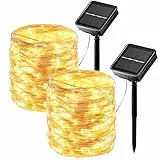 hangyiwei Luci Solari da Giardino Esterno, 26 m 240 LED Catena Luminosa Esterno Solare 8 Modalità Luci Esterno Decorative Per Patio, Cortile, Matrimonio, Festa 2 Pacchi
