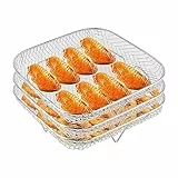 Kikuo Accessori per Friggitrici Ad Aria, Scaffale per friggitrice ad aria a tre strati impilabile, griglia quadrata in acciaio inox 304 Multifunzionale accessori per Friggitrice ad Aria e toast
