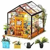 Rolife - Kit per casa delle bambole in miniatura fai da te, scala 1:24, con serra in legno e mobili in miniature, per donne, bambine, bambini, regalo per compleanno, Natale e San Valentino