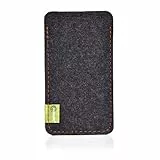 Almwild® Custodia adatta per Apple iPhone 15 Pro Max/Plus, 14 Pro Max/Plus, 13 Pro Max. modello 'Dezenzi' in grigio ardesia in feltro naturale.