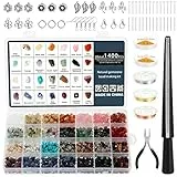 Kyrio 1660pz Kit per la creazione di gioielli, Kit di perle di cristallo a 28 colori con filo per gioielli con chiusura ad aragosta e altre forniture per la creazione di gioielli