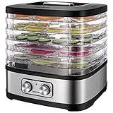 Tiastar Essiccatore Alimentare per Frutta, Verdura, Carne 240W Disidratatore per Alimenti, Senza BPA, Temperatura Regolabile 35°C-70°C, 5 Vassoi