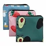 Sacchetto per tovaglioli sanitari, confezione da 3 sacchetti sanitari con chiusura lampo, 12,7 x 12,7 cm, per ragazze, donne, donne (fragola)