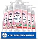 Napisan Gel Disinfettante Mani, Gel Disinfettante, Antibatterico, Confezione Da 6 Gel, Gel Mani da 200 ml, Camomilla e Loto
