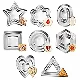 Formine per Biscotti 24 Pezzi Stampi per Biscotti in Acciaio Inox, Geometria Taglierine del Biscotto,Forme Cuore Fiore Tondi Stella Stampo Biscotti per Bambini DIY Decorazioni Dolci Biscotti Pasta