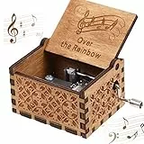 Cdiytool, Carillon con melodia Over The Rainbow, in legno, stile vintage, classico, intagliato a mano, con manovella, regalo di compleanno per bambini, ragazzi e ragazze, amici