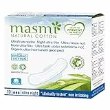 Masmi Natural Cotton, Assorbenti Cotone bio, Assorbenti Notte con Ali ipoallergenici ultrasottili, Assorbenti lungo Ultra Night, Clinically tested, Pacco da 10 pezzi