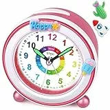 DTKID Sveglia per bambini analogica senza ticchettio, per bambini, sveglia silenziosa, comodino, non ticchettio, funzionamento a batteria, per ragazzi e ragazze, grande visualizzazione luminosa,