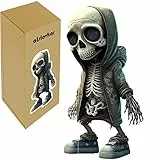 alslovkar Cool Skeleton Figurine 2023, nuova statua in resina, con scheletro, ornamenti di Halloween, statua unica e realistica del cranio statua, mini statuetta di teschio per casa (scheletro-C)
