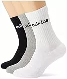 adidas Linear Crew Cushioned 3 Pairs Calze Medie, Medium Grey Heather/White/Black, L