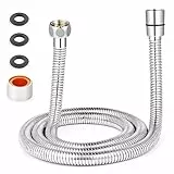 Rovtop 1,6m Tubo Doccia, Flessibile Doccia da Anti Torsione, Adatto a Tutti i Soffione Doccia, Tubo Flessibile Doccia in Acciaio Inox Tenuta Cromato, con Teflon e Guarnizioni