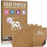 SSet di carta Kraft DIN A4 260g - 21x29,7cm - Carta per artigianato e cartone naturale Carta kraft per cartone da stampa, carta di cartone Creazione di etichette per regali di nozze vintage (50 fogli)