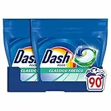 Dash Pods Detersivo Lavatrice In Capsule, 90 Lavaggi (2x45), Classico Fresco, Rimuove Le Macchie, Efficace A Freddo Anche E In Cicli Brevi