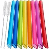 8 Pezzi Cannucce Riutilizzabili Cannucce Bubble Tea Cannucce in Plastica Cannucce Colorate con 2 Spazzole per Frullati Bubble Tea Bevande Calde e Fredde