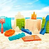 Battat - Giocattoli di sabbia per bambini - Kit di costruzione della torre di sabbia Castello da 11 pezzi con stampi e pala - Set di giocattoli per sabbiere all'aperto - Rainbow Playset, 3 anni +