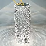 XVZ Lampada da Tavolo Cristallo, Luce Notturna Dimmerabile Touch, USB Ricaricabile Diamante LED Senza Fili Rosa Lampada da Comodino per Camera da Letto Soggiorno Festa Della Mamma Idee Regalo