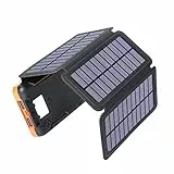 Hiluckey Caricabatterie Solare Portatile 25000mAh Power Bank con 4 Pannelli Solari Batteria Esterna con Torcia LED per Smartphone Tablet