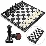 Peradix Scacchiera Magnetica con Scacchi da Viaggio, 25CM x 25 CM Scacchiere con Scacchi Magnetici Portatili Pieghevole per Scacchi Neofiti, Bambini