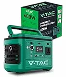 V-TAC Centrale Elettrica Portatile Power Station 600W - Batteria di Accumulo 568Wh - Potenza Max 1000W - AC:220V - Display LED - Ricarica con Pannello Fotovoltaico Opzionale o Alimentatore Corrente