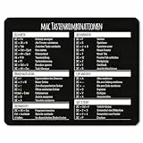 Tappetino per il mouse con combinazione di tasti MAC I 24 x 19 cm I Mousepad in dimensioni standard, antiscivolo I Tabella con scorciatoie da tastiera I dv_675