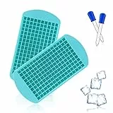 Vassoio per cubetti di ghiaccio quadrato in 2 pezzi, stampo per cubetti di ghiaccio in silicone, mini stampo per cubetti di ghiaccio, con contagocce in silicone blu scuro in 2 pezzi, per cocktail