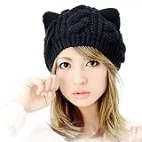 Tuopuda® Cappello Donna Invernale Cappello Beanie Cappelli Donna Berretti, Cappello con Orecchie per Donne, Cappello Donna Inverno con Visiera (Orecchio di Gatto)