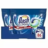 Dash Pods Detersivo Lavatrice In Capsule, 86 Lavaggi (2x43), Azione Extra-Igienizzante, Maxi Formato, Contro Sporco e Batteri Per Un Pulito Igienizzato, Efficace Anche a Bassa Temperatura