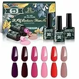 Anicco Smalto Semipermante Per Unghie Rosso Nudo Smalti Semipermanenti Per Unghie, Primavera e Estate Kit Semipermanente Unghie con Base Coat Top Coat per UV LED Set Manicure, 7.5ml