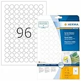 HERMA Etichette Staccabili, Ø 20 mm, Etichette Adesive A4 per Stampante, 96 Etichette per Foglio, Bianco