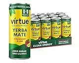 Virtue Yerba Mate - Energy Drink Naturale - Senza Zucchero, Zero Calorie, Vegano, Keto, Senza Glutine. Pacco da 12x250ml (Fragola & Lime)