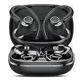 Cuffie Bluetooth Sport, Auricolari Bluetooth 5.3 con Mic Stereo, Cuffie Wireless con Ricarica Rapida USB-C, Cuffiette Bluetooth Doppio Display LED IP7 Impermeabili, Cuffie Senza Fili 48H, Nero(2023)