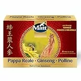 Matt, Pappa Reale Ginseng e Polline, Tonico Fisico e Mentale, Integratore Alimentare Senza Glutine Utile in Caso di Stanchezza Fisica e Mentale, Confezione con 8 Fiale da 10 ml