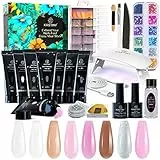 Kastiny kit Gel Unghie Ricostruzione con Lampada UV, Manicure Smalto Semipermanente, Kit Nail Art All-in-One, Regalo Donna Natale