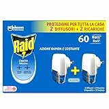 Raid Liquido Elettrico Antizanzare Comuni e Tigre, Inodore, Formato Convenienza, Confezione da 2 Diffusori e 2 Ricariche, 60 Notti