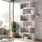 Dmora - Libreria Misma, Scaffale da ufficio multiuso, Mobile biblioteca portalibri a 6 ripiani, 80x25h190 cm, Bianco