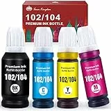 Toner Kingdom 102 104 Inchiostro Compatibile per Epson 102 o 104 Ink, per Epson EcoTank ET-2711 ET-2714 ET-2750 Unlimited ET-2810 ET-2820 ET-3700 ET-3750