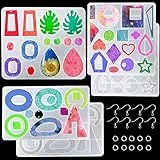 JEMESI 23 Pezzi Epoxy Resin Stampi Resina in Silicone Colata DIY Gioielli per Principianti Set Creazione di Gioielli Decorazione Orecchini Collana Kit con Ganci per Orecchini e Anelli di Salto
