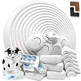 DEASANA® Paraspigoli per Bambini In Gomma 7,5 METRI Protezione Inclusi 12 Angolari Per Spigoli Kit Sicurezza Casa Rotolo Paracolpi, 4 Chiusure Blocca Cassetti, 1 Fermaporta, Certificato [Bianco]