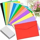 56 Pezzi Buste Colorate con Bianco Biglietti Auguri, 11.5 x 8cm, per Matrimoni, Compleanno, Feste, Regali e Biglietti di Auguri, 14 Colori