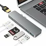 Hub USB C per MacBook Pro/Air M1 2020/2019/2018, 7 in 2 Adattatore USB C con 4K HDMI, Thunderbolt 3 (100W PD), USB-C&2 USB 3.0, Lettore di Schede SD/TF (grigio)