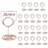 20 Pezzi Segnaposto Numeri da Tavolo per Matrimoni Supporti per Cartellini Segnaposto Portacarte Rotondo Portafoto per Foto Cartellini Segnaposto Porta Memo per Feste Ufficio Banchetti (Oro Rosa)