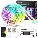 HOVVIDA Striscia LED 20M WiFi RGB Musicale, Compatibile con Alexa Google Assistant Strisce LED 5050 12V Musica, Controllato da APP, Telecomando IR e Controller, 16 Milioni di Colori, Temporizzazione