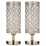 Tomshine Lampada da comodino in cristallo Lampada da scrivania decorativa con due porte di ricarica USB Lampada da comodino moderna per camera da letto soggiorno sala da pranzo ufficio