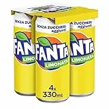 Fanta Limonata Senza Zuccheri Aggiunti – 4 Lattine da 330 ml, con “Succo di Limone di Siracusa IGP”, Lattina 100% Riciclabile, Gusto Rinfrescante, Bevanda Analcolica Frizzante