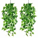 Newaner 2 pezzi Piante Pendenti Artificiali, 100 cm Simulazione Pianta Appesa Edera Verde Aneto Ghirlanda Appesa per Matrimonio Giardino Balcone Camera da Letto Interna Decorazione Della Parete