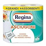 Asciugoni Regina Carta Cucina | Confezione da 2 Rotoli a 2 veli | 85 strappi per rotolo* | Maxi Fogli più Grandi e più Assorbenti | Carta 100% certificata FSC®
